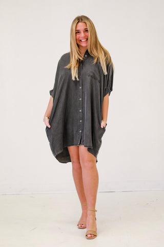 Fade Out Denim Black Dress