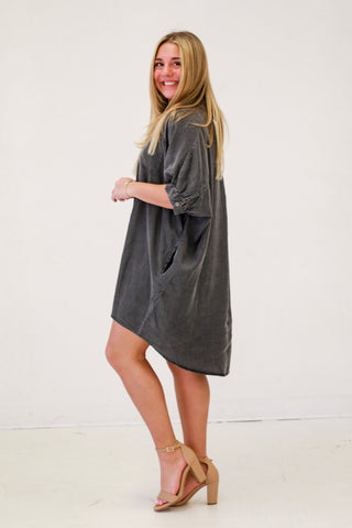 Fade Out Denim Black Dress