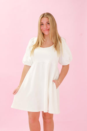 Always On My Mind Textured Dress in White