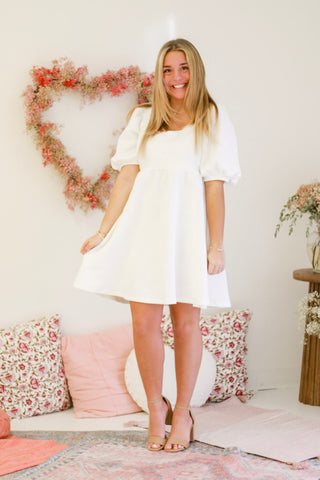 Always On My Mind Textured Dress in White