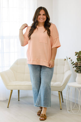 Enjoying The Day Pocket Tee in Peach