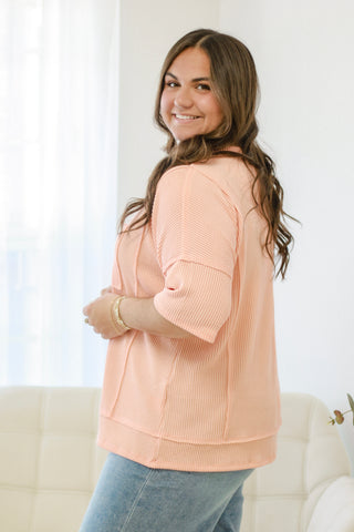 Enjoying The Day Pocket Tee in Peach