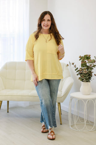 Enjoying The Day Pocket Tee in Lemonade