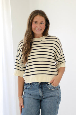 Can't Go Wrong Striped Sweater in Black