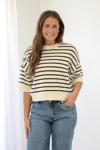 Can't Go Wrong Striped Sweater in Black