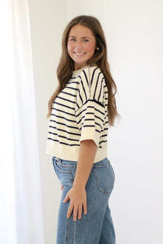 Can't Go Wrong Striped Sweater in Black