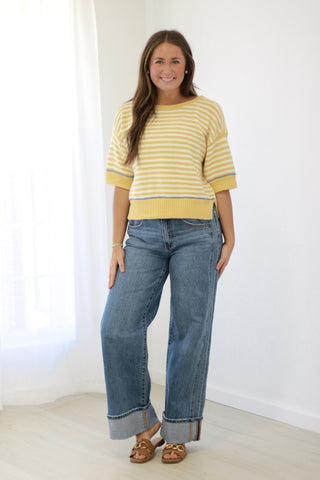 Favored by You Striped Sweater in Yellow