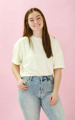 Never Been Basic Cream Ribbed Top