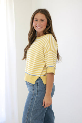 Favored by You Striped Sweater in Yellow