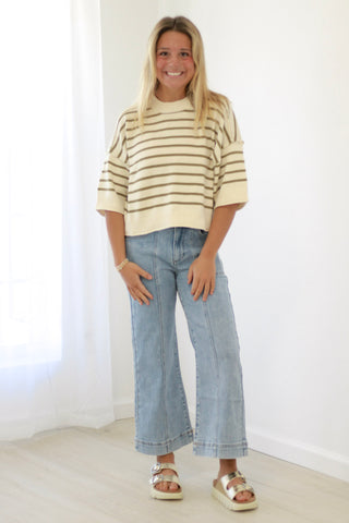 Can't Go Wrong Striped Sweater in Olive