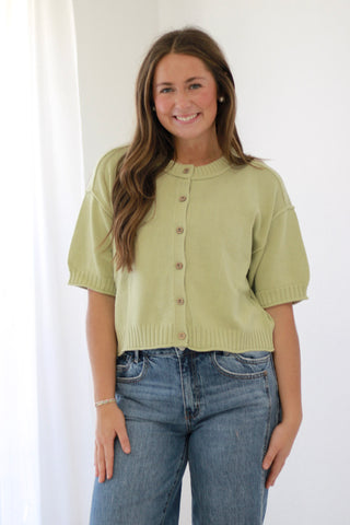 Doting on Forever Button Up Sweater in Olive