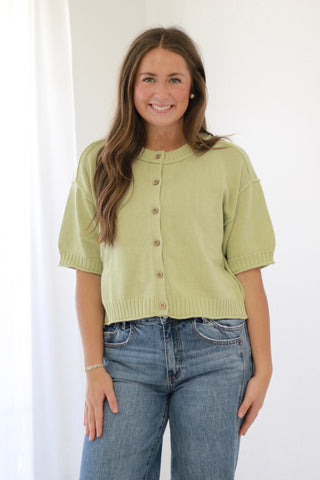 Doting on Forever Button Up Sweater in Olive