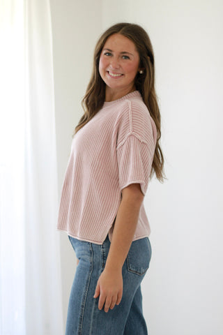 Slow Morning Boxy Top in Dusty Pink
