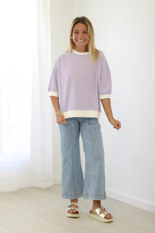 You Earned It Stripe Top in Lavender