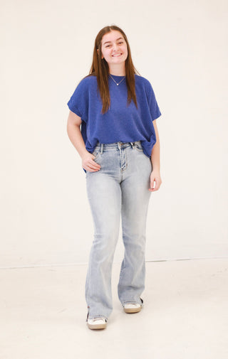 Do You Believe In Love Ribbed Top in Royal Blue