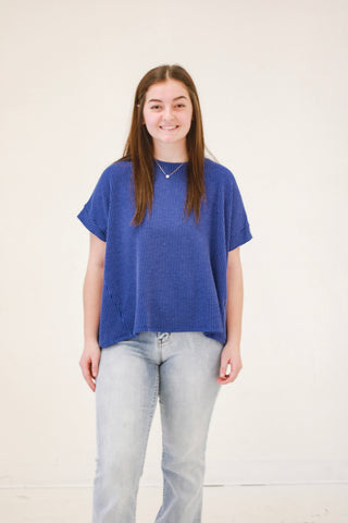 Do You Believe In Love Ribbed Top in Royal Blue