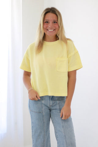 Ray of Sunshine Pocket Tee in Butter Yellow