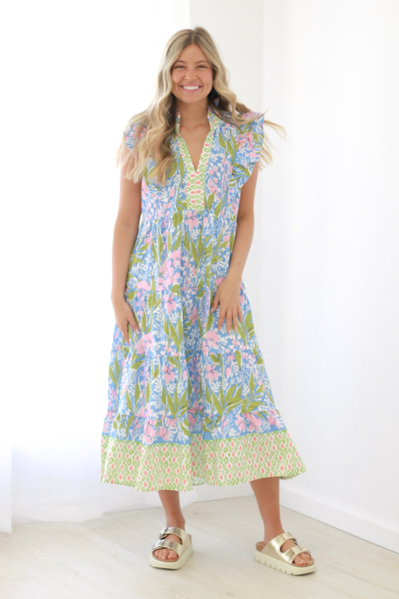 midi resort dress Cupshe Summer Date Floral Midi Dress - Pink