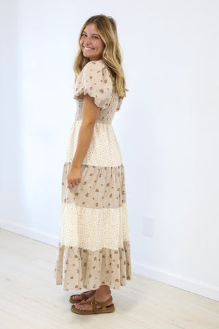 French Country Natural Midi Dress