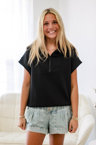 Sweet on You Black Scuba Top