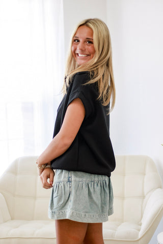 Sweet on You Black Scuba Top