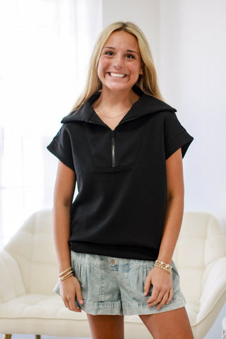 Sweet on You Black Scuba Top