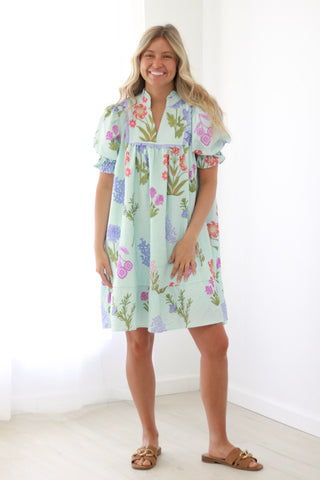 Seaside Magic Floral Dress in Blue