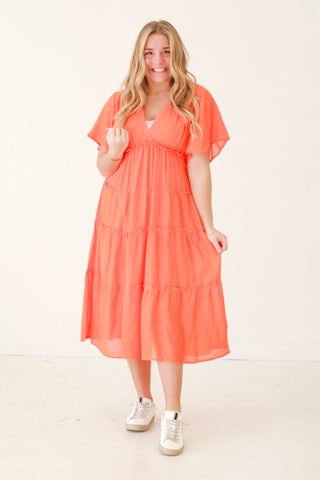 Time to Breathe Dress in Tangerine
