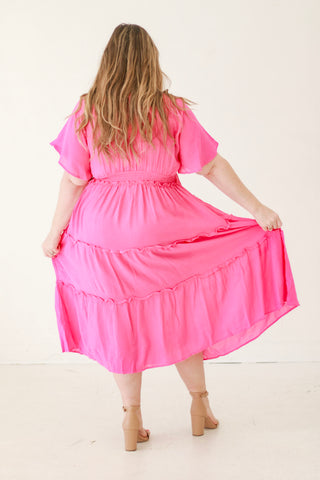 Time to Breathe Dress in Hot Pink