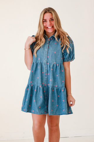 Tiny Hearts, Big Love Denim Dress