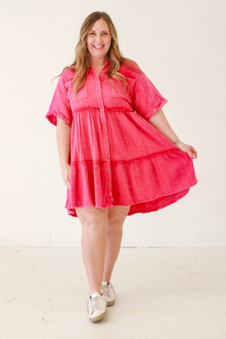 Beach Days Gauze Dress in Pink