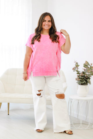 In My Element Mineral Wash Top in Fuschia