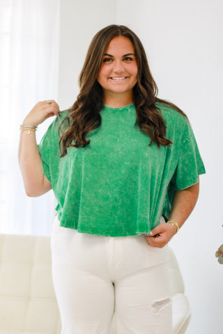 Simple Sophistication Crinkle Washed Top in K Green