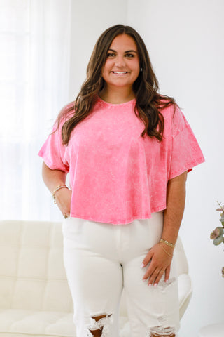 Simple Sophistication Crinkle Washed Top in Fuschia