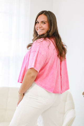 Simple Sophistication Crinkle Washed Top in Fuschia