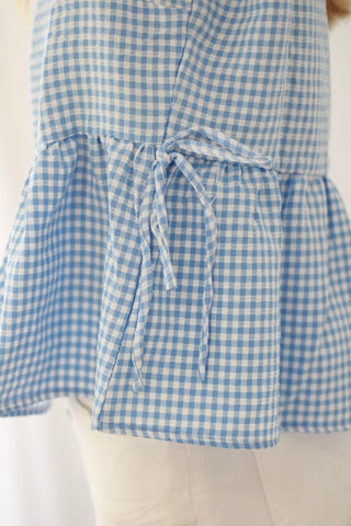 Feeling Blue Gingham Print Top