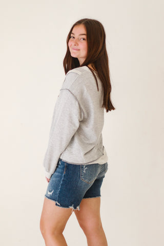 Breathless French Terry Pullover in Grey