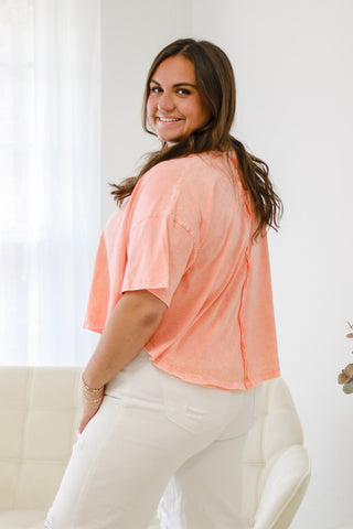 Simple Sophistication Crinkle Washed Top in Coral