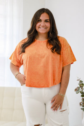 Simple Sophistication Crinkle Washed Top in Orange