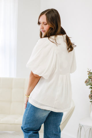 A Perfect Match Bubble Sleeve Blouse