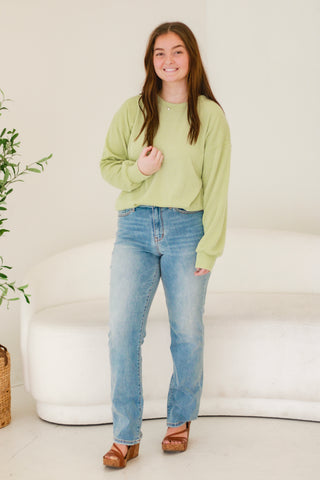 Never Over You Ribbed Top in Sage