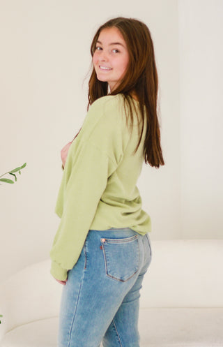 Never Over You Ribbed Top in Sage