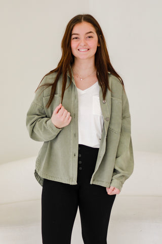 Dare to Dream Olive Denim Jacket