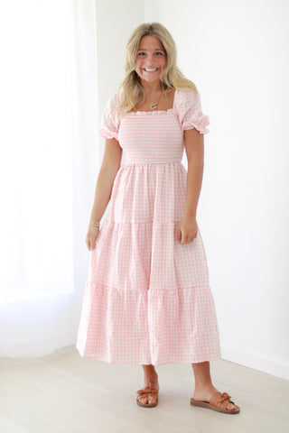 Pretty in Pink Gingham Print Dress