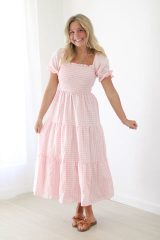 Pretty in Pink Gingham Print Dress