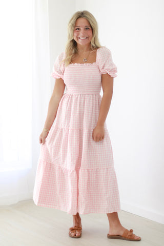 Pretty in Pink Gingham Print Dress