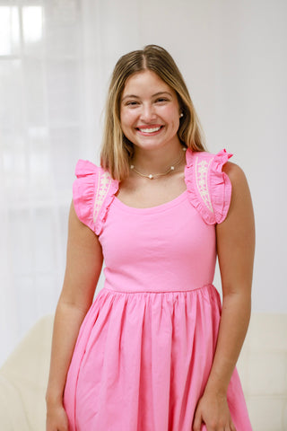 Rosé All Day Embroidered Dress