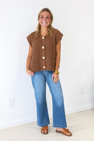 All Buttoned Up Sweater in Camel