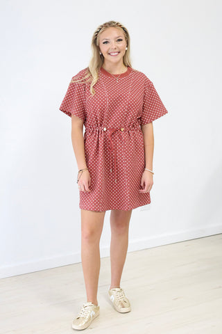 Fall in Line Dress in Terra Cotta