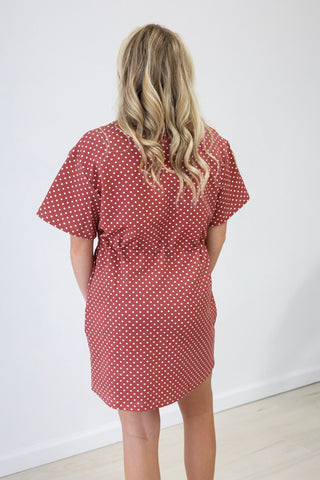 Fall in Line Dress in Terra Cotta
